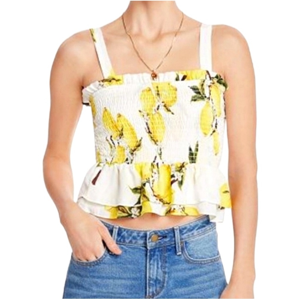 Aqua Lemon Scrunch top with Ruffle